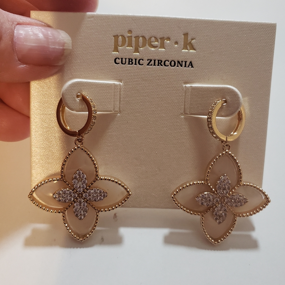 Piper Gold Floral Cubic Zirconia Earrings